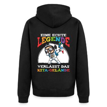 Schulkind Einschulung Astronaut - Unisex Premium Bio Zip Hoodie - Schwarz - Hinten - Nico (187cm)