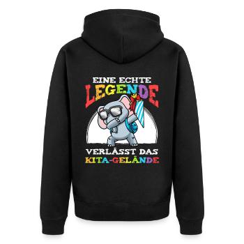 Schulkind Einschulung Elefant - Unisex Premium Bio Zip Hoodie - Schwarz - Hinten - Nico (187cm)