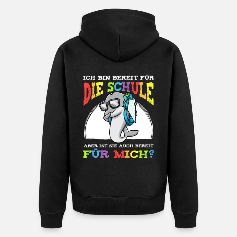 Schulkind Einschulung Delfin - Unisex Premium Bio Zip Hoodie - Schwarz