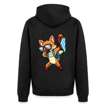 Schulkind Einschulung Fuchs - Unisex Premium Bio Zip Hoodie - Schwarz - Hinten - Nico (187cm)