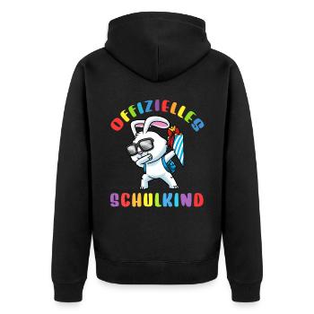 Schulkind Einschulung Hase - Unisex Premium Bio Zip Hoodie - Schwarz - Hinten - Nico (187cm)