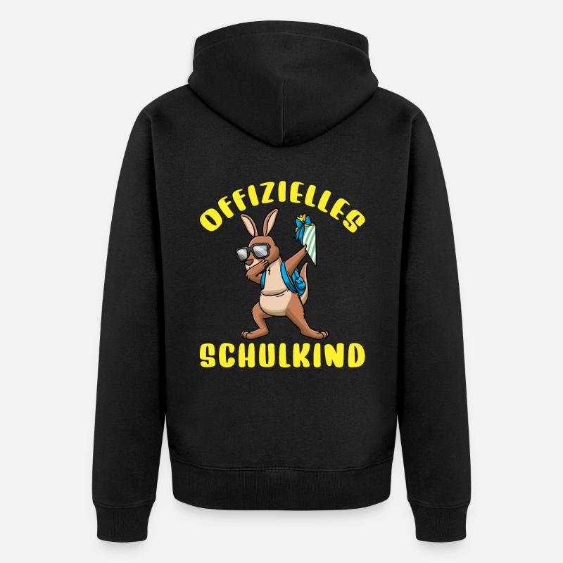 Schulkind Einschulung Känguru - Unisex Premium Bio Zip Hoodie - Schwarz