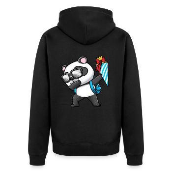 Schulkind Einschulung Panda - Unisex Premium Bio Zip Hoodie - Schwarz - Hinten - Nico (187cm)