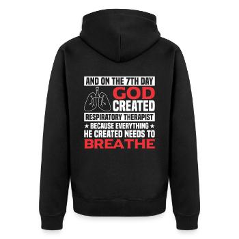 Respiratory therapists Respiratory therapist Occupational therapists - Unisex Premium Organic Zip Hoodie - black - Back - Nico (187cm)