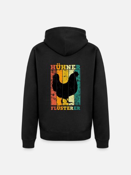 Huhn Hühner Flüsterer - Unisex Premium Bio Zip Hoodie - Schwarz