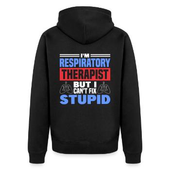 Respiratory therapists Respiratory therapist Occupational therapists - Unisex Premium Organic Zip Hoodie - black - Back - Nico (187cm)