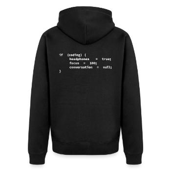Headphones, encoders, programmers coding - Unisex Premium Organic Zip Hoodie - black - Back - Nico (187cm)