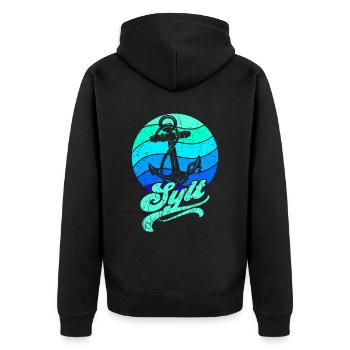 Sylt - Unisex Premium Bio Zip Hoodie - Schwarz - Hinten - Nico (187cm)