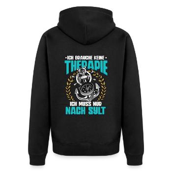 Sylt - Unisex Premium Bio Zip Hoodie - Schwarz - Hinten - Nico (187cm)