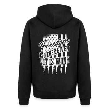 Citations patriotiques américaines, patriotes, patriotes - Veste à capuche bio Premium Unisexe - noir - Dos - Nico (187cm)