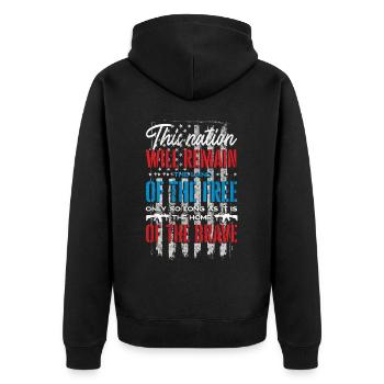 Citations patriotiques américaines, patriotes, patriotes - Veste à capuche bio Premium Unisexe - noir - Dos - Nico (187cm)