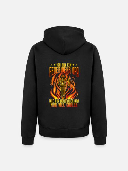 Feuerwehr Feuerwehrmann Opa - Unisex Premium Bio Zip Hoodie - Schwarz