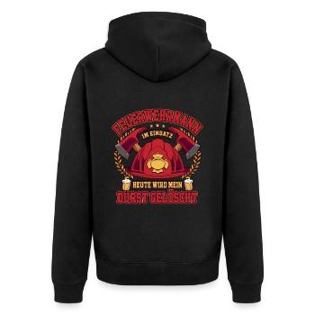 Feuerwehrmann Im Einsatz Feuerwehr - Unisex Premium Bio Zip Hoodie - Schwarz - Hinten - Nico (187cm)