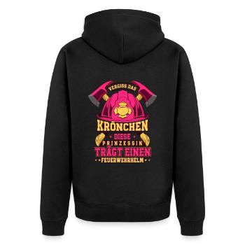 Vergiss Das Krönchen Diese Prinzessin Trägt - Unisex Premium Bio Zip Hoodie - Schwarz - Hinten - Nico (187cm)