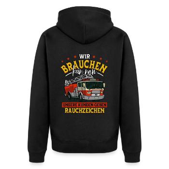 Feuerwehr Feuerwehrmann - Unisex Premium Bio Zip Hoodie - Schwarz - Hinten - Nico (187cm)