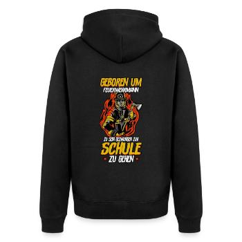 Feuerwehr Feuerwehrmann - Unisex Premium Bio Zip Hoodie - Schwarz - Hinten - Nico (187cm)