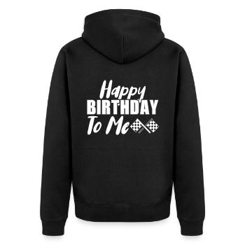 Racing Motorsport Spruch - Unisex Premium Bio Zip Hoodie - Schwarz - Hinten - Nico (187cm)