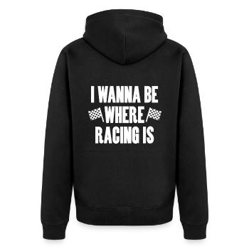 Racing Motorsport Spruch - Unisex Premium Bio Zip Hoodie - Schwarz - Hinten - Nico (187cm)