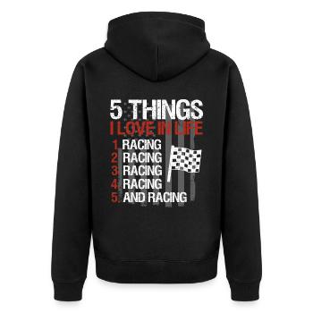 Racing Motorsport Saying - Unisex Premium Organic Zip Hoodie - black - Back - Nico (187cm)