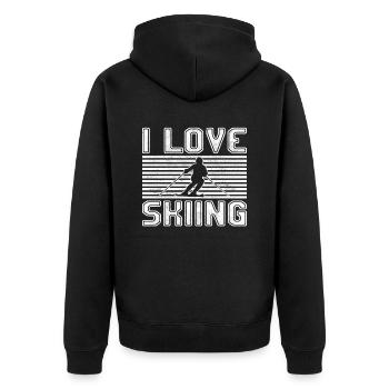 I love skiing - Unisex Premium Bio Zip Hoodie - Schwarz - Hinten - Nico (187cm)