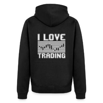 J’adore trader - Veste à capuche bio Premium Unisexe - noir - Dos - Nico (187cm)