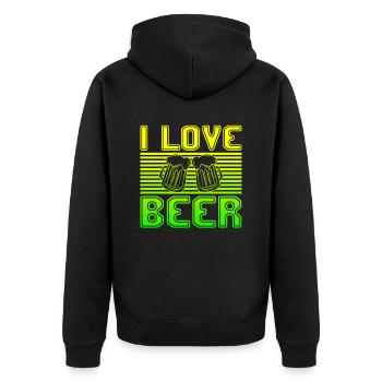 I love beer - Unisex Premium Bio Zip Hoodie - Schwarz - Hinten - Nico (187cm)
