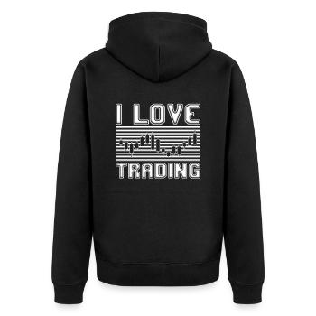 J’adore trader - Veste à capuche bio Premium Unisexe - noir - Dos - Nico (187cm)