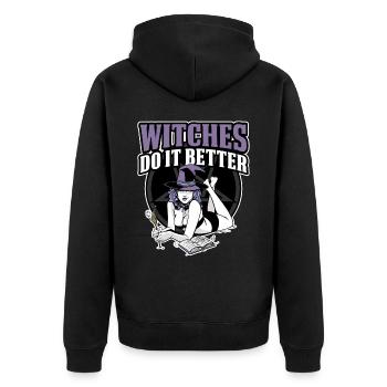 Witches Do It Better Wicca Gift - Unisex Premium Organic Zip Hoodie - black - Back - Nico (187cm)
