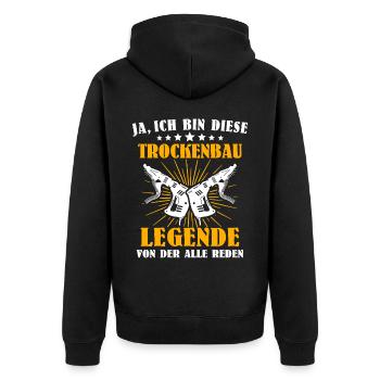 Trockenbaumonteur Sprüche Trockenbauer - Unisex Premium Bio Zip Hoodie - Schwarz - Hinten - Nico (187cm)
