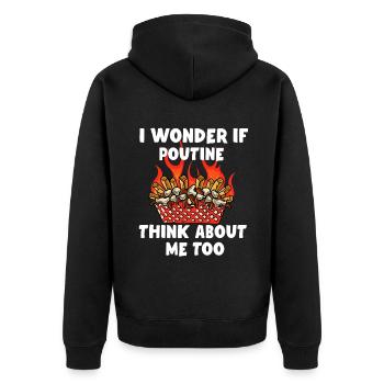 Kanadische Poutine Pommes Frites Mittagessen - Unisex Premium Bio Zip Hoodie - Schwarz - Hinten - Nico (187cm)