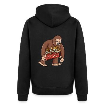 Kanadische Poutine Pommes Frites Mittagessen - Unisex Premium Bio Zip Hoodie - Schwarz - Hinten - Nico (187cm)