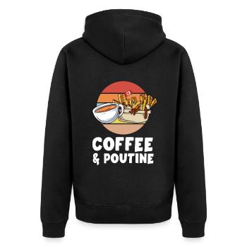 Kanadische Poutine Pommes Frites Mittagessen - Unisex Premium Bio Zip Hoodie - Schwarz - Hinten - Nico (187cm)