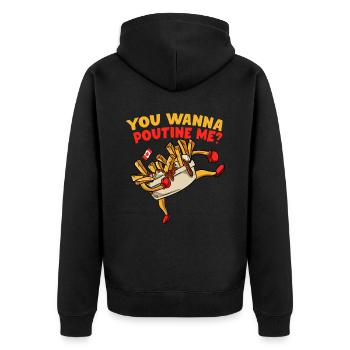 Kanadische Poutine Pommes Frites Mittagessen - Unisex Premium Bio Zip Hoodie - Schwarz - Hinten - Nico (187cm)
