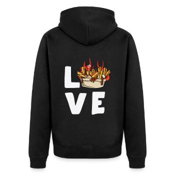 Kanadische Poutine Pommes Frites Mittagessen - Unisex Premium Bio Zip Hoodie - Schwarz - Hinten - Nico (187cm)