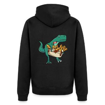 Kanadische Poutine Pommes Frites Mittagessen - Unisex Premium Bio Zip Hoodie - Schwarz - Hinten - Nico (187cm)
