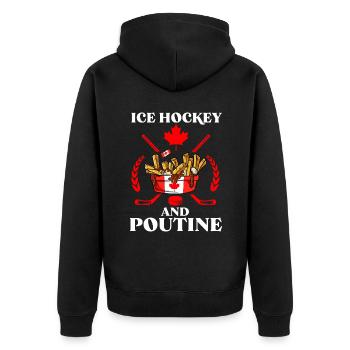 Kanadische Poutine Pommes Frites Mittagessen - Unisex Premium Bio Zip Hoodie - Schwarz - Hinten - Nico (187cm)