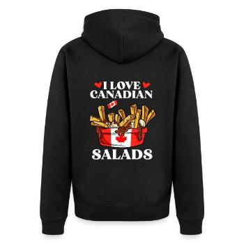 Kanadische Poutine Pommes Frites Mittagessen - Unisex Premium Bio Zip Hoodie - Schwarz - Hinten - Nico (187cm)