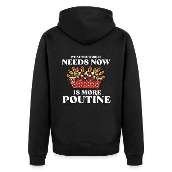 Kanadische Poutine Pommes Frites Mittagessen - Unisex Premium Bio Zip Hoodie - Schwarz - Hinten - Nico (187cm)