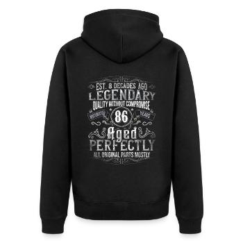 Legendär 86 Jahre alt Geschenk zum 86. Geburtstag - Unisex Premium Bio Zip Hoodie - Schwarz - Hinten - Nico (187cm)