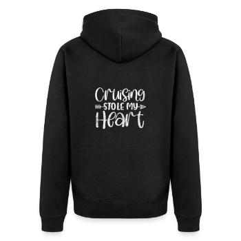 Kreuzfahrt - Unisex Premium Bio Zip Hoodie - Schwarz - Hinten - Nico (187cm)
