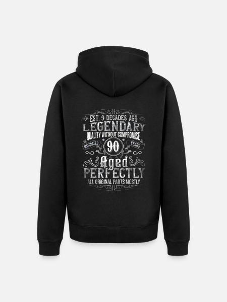 Legendär 90 Jahre alt Geschenk zum 90. Geburtstag - Premium økologisk unisex-hættejakke - sort