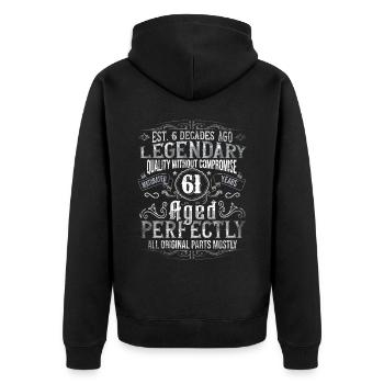 Legendär 61 Jahre alt Geschenk zum 61. Geburtstag - Unisex Premium Bio Zip Hoodie - Schwarz - Hinten - Nico (187cm)