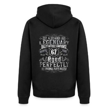 Legendary 67 years old gift for his 67th birthday - Unisex Premium Organic Zip Hoodie - black - Back - Nico (187cm)