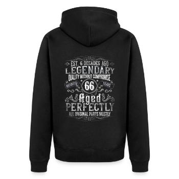 Legendary 66 years old gift for his 66th birthday - Unisex Premium Organic Zip Hoodie - black - Back - Nico (187cm)
