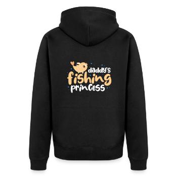 Angler Vater Tochter Angeln Prinzessin Geschenk - Unisex Premium Bio Zip Hoodie - Schwarz - Hinten - Nico (187cm)