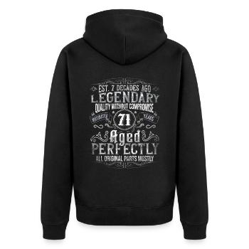 Legendär 71 Jahre alt Geschenk zum 71. Geburtstag - Unisex Premium Bio Zip Hoodie - Schwarz - Hinten - Nico (187cm)