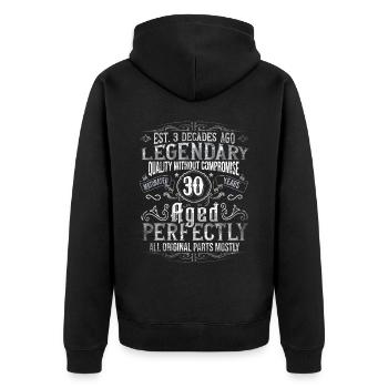 Legendary 30 years old gift for the 30th birthday - Unisex Premium Organic Zip Hoodie - black - Back - Nico (187cm)