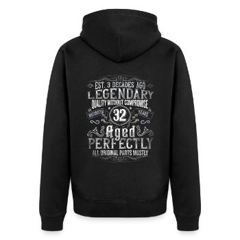 Legendary 32 years old gift for the 32nd birthday - Unisex Premium Organic Zip Hoodie - black - Back - Nico (187cm)