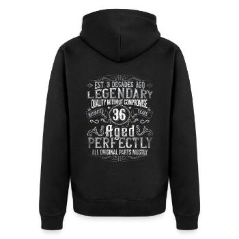 Legendär 36 Jahre alt Geschenk zum 36. Geburtstag - Unisex Premium Bio Zip Hoodie - Schwarz - Hinten - Nico (187cm)