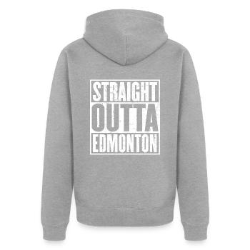 Straight Outta Edmonton Vintage - Veste à capuche bio Premium Unisexe - gris chiné - Dos - Nico (187cm)